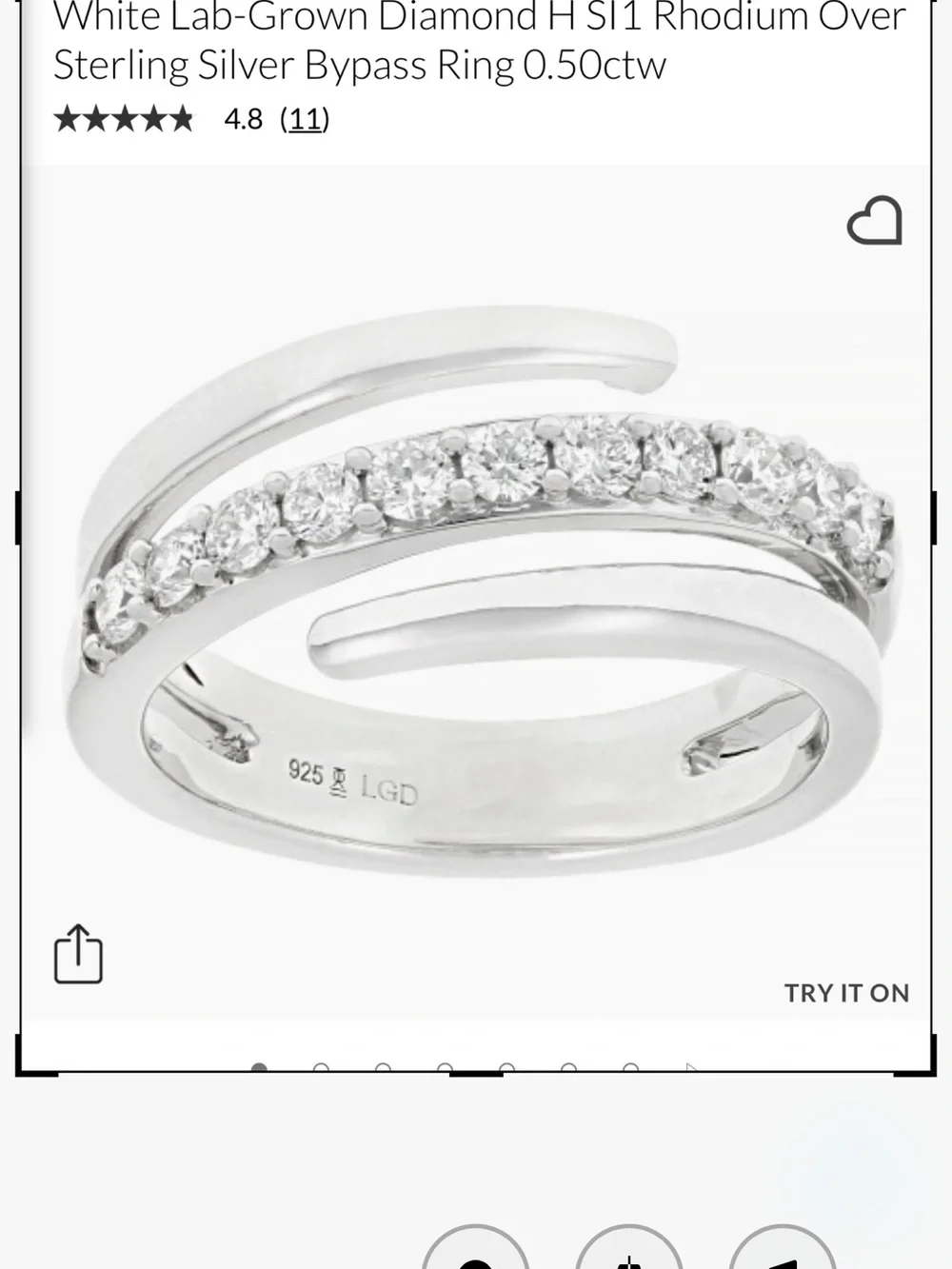 Lab grown diamonds Modern crossover Multi-Band Ring - 50.pts rhodium over 925